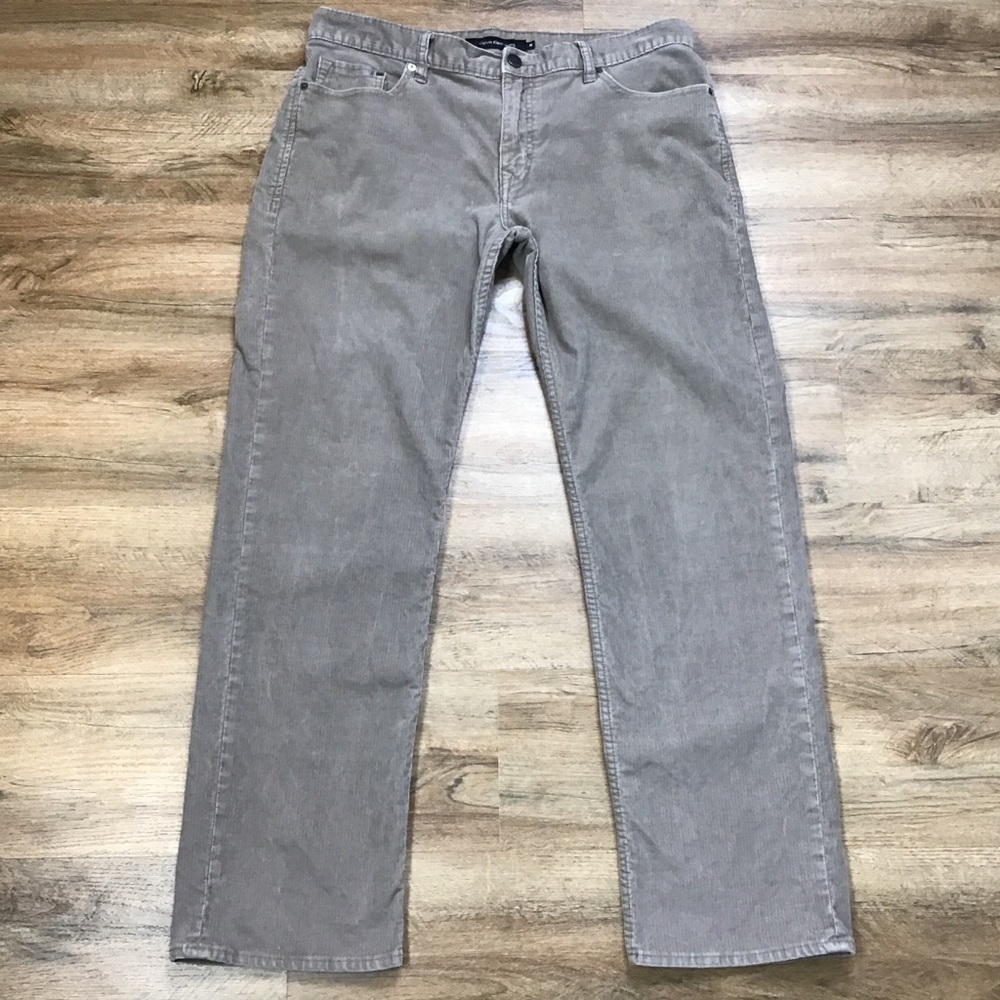 CALVIN Klein Corduroy Pants Size 36 Soft Brown Classic Straight Leg